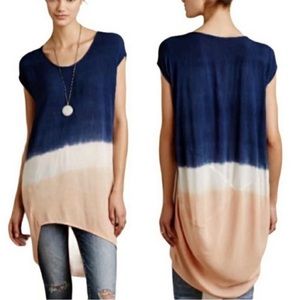 Anthropologie Blue and Peach Tunic Top